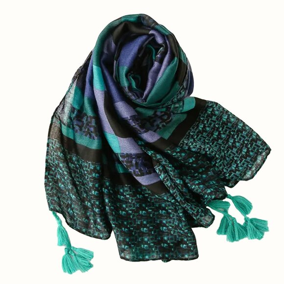 Plaid Summer Scarf | Light Weight Scarves and Shawls for Women Cover Ups Wraps - Picture 2 of 6